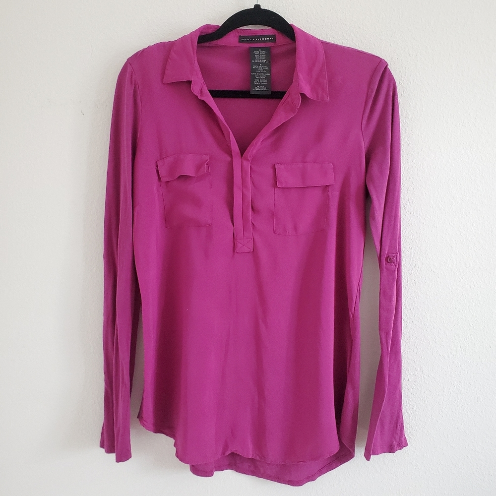 Grace Elements Magenta Longsleeve Top